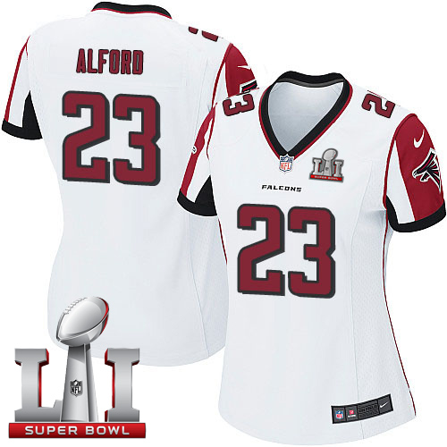 Nike Falcons #23 Robert Alford White Super Bowl LI 51 Women's Stitched NFL Elite Jersey - Click Image to Close